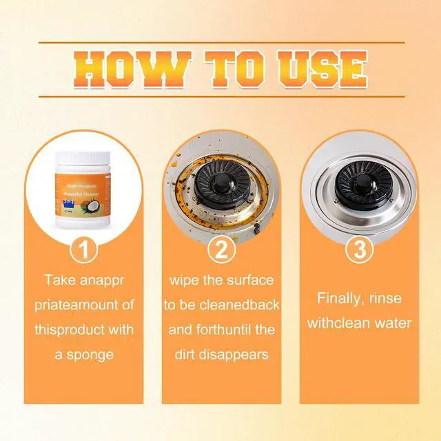 Alt view image 7 of 7 - Multi-Purpose Powerful Cleaner for Kitchen, Heavy Kitchen Duty Degreaser, 260g Coconut Oil Natural Decontamination Cream, All-Purpose Cleaner Removes Stains on Microwave, Oven & Stove Top