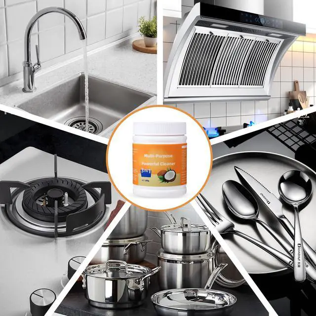 Alt view image 5 of 7 - Multi-Purpose Powerful Cleaner for Kitchen, Heavy Kitchen Duty Degreaser, 260g Coconut Oil Natural Decontamination Cream, All-Purpose Cleaner Removes Stains on Microwave, Oven & Stove Top