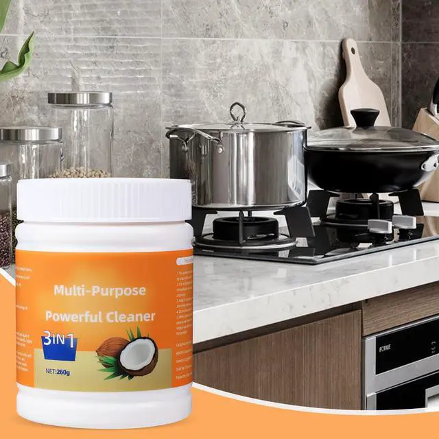 Alt view image 4 of 7 - Multi-Purpose Powerful Cleaner for Kitchen, Heavy Kitchen Duty Degreaser, 260g Coconut Oil Natural Decontamination Cream, All-Purpose Cleaner Removes Stains on Microwave, Oven & Stove Top