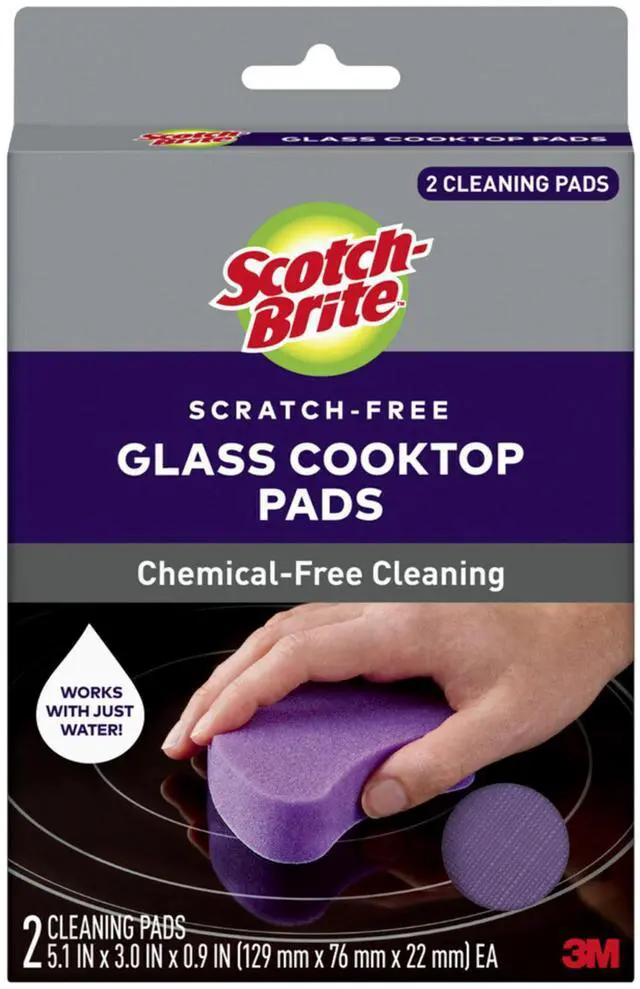 Main image of Scratch-Free Glass Cooktop Pads, Chemical Free Cleaning for Glass Stovetops, Tackle Burnt-On Messes, 2 Cleaning Pads
