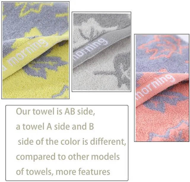Alt view image 5 of 6 - 3 Pack Decorative Maple Leaf Hand Towels for Bathroom, Cotton Soft Absorbent Towel Set for Face Spa, Gym & Kitchen, 13x29 Inches (Grey Yellow Pink - 3 Pack)