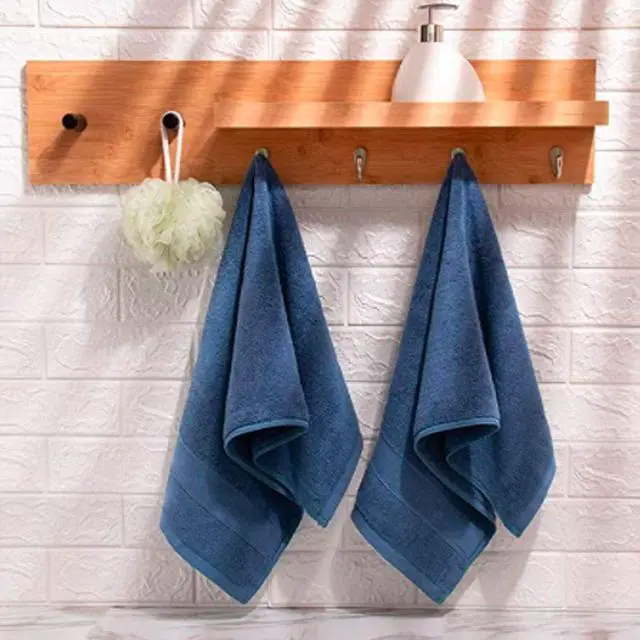Alt view image 6 of 7 - 2 Pack Hand Towels for Bathroom- (14 x 30 Inch) 100% Cotton Hand Towel, Highly Absorbent and Quick Dry Face Washcloth, Home Soft Premium Towel for Hotel, Bath, Kitchen and Spa, Set of 2 (Blue)