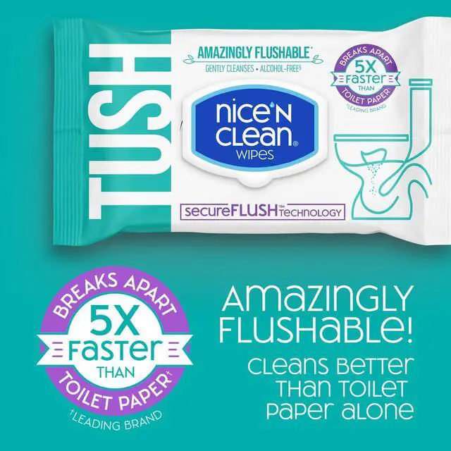 Alt view image 2 of 7 - SecureFLUSH Flushable Wet Wipes (42 Count - 6 Packs) | Moist Toilet Tissue with Moisturizing Aloe & Vitamin E | 0% Alcohol Formula for Sensitive Skin | Butt Wipes for Adults