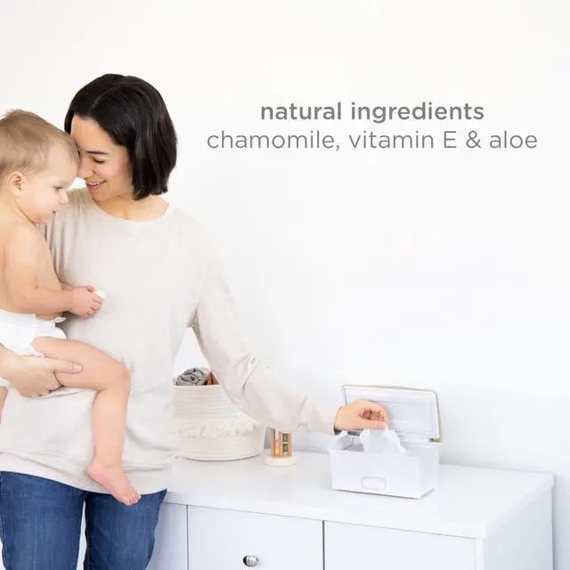 Alt view image 5 of 7 - Fragrance-Free Baby Wipes, 99% Water Based, Plant Based Wipes, Hypoallergenic for Sensitive Skin with Chamomile, Vitamin E & Aloe, EWG Verified, Value Pack, 3 Pack (216 Wipes Total)