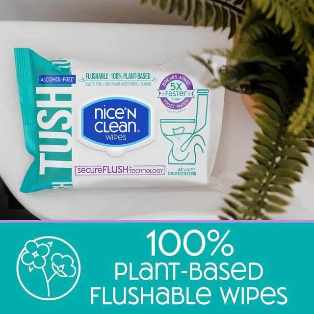 Alt view image 4 of 7 - SecureFLUSH Flushable Wet Wipes (42 Count - 6 Packs) | Moist Toilet Tissue with Moisturizing Aloe & Vitamin E | 0% Alcohol Formula for Sensitive Skin | Butt Wipes for Adults