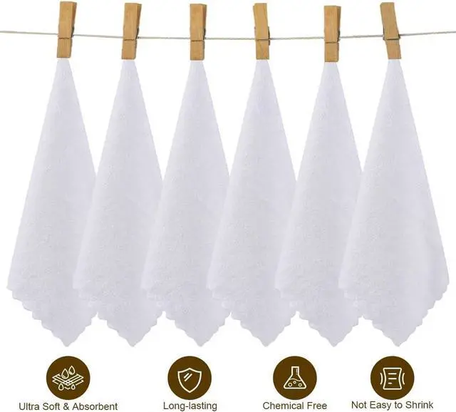 Alt view image 3 of 7 - Ultra Soft Washcloths 12 Pack, Premium Microfiber Towel Sets 12 x 12 inches, Absorbent and Quick Drying Coral Velvet Washcloth, Multi-Purpose Wash Cloths for Bathroom, Hotel, and Gym (White)