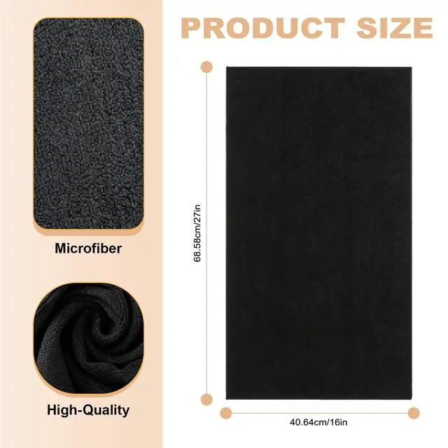 Alt view image 2 of 7 - 6 Pack Black Salon Towels, Super Soft and Absorbent Microfiber Hair Towel for Salon, Bath, Spa, Pool and Home, 27 inch X 16 inch, Black