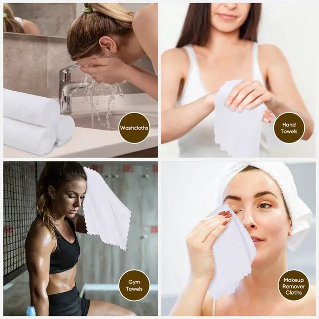 Alt view image 6 of 7 - Ultra Soft Washcloths 12 Pack, Premium Microfiber Towel Sets 12 x 12 inches, Absorbent and Quick Drying Coral Velvet Washcloth, Multi-Purpose Wash Cloths for Bathroom, Hotel, and Gym (White)