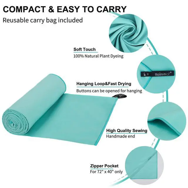 Alt view image 3 of 5 - Microfiber Towel Perfect Travel & Gym & Camping Towel. Quick Dry - Super Absorbent - Ultra Compact - Lightweight. Suitable for Trip, Beach, Shower, Backpacking, Pool