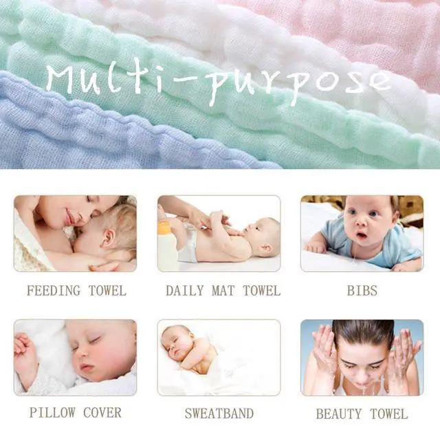 Alt view image 5 of 7 - Baby Washcloths - Natural Cotton Baby Wipes - Soft Newborn Face Towel and Washcloth for Sensitive Skin, Registry as Shower, 5 Pack 12x12 inches