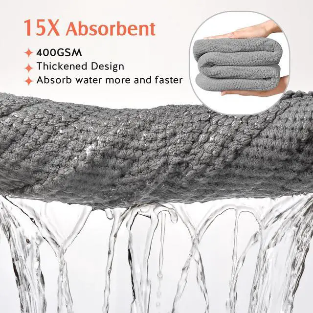 Alt view image 2 of 7 - 2 Pack Microfiber Hair Towel Wrap for Women, Super Absorbent Quick Dry Hair Turban for All Hair Style Anti Frizz, Large Hair Drying Towel with Button