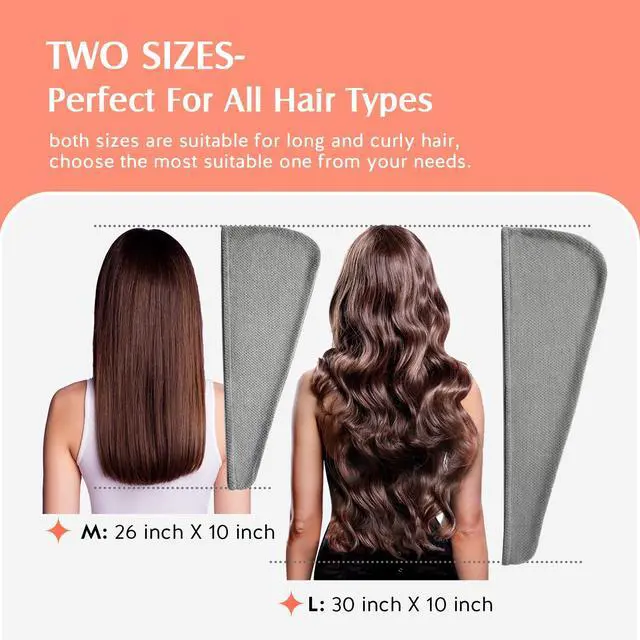 Alt view image 4 of 7 - 2 Pack Microfiber Hair Towel Wrap for Women, Super Absorbent Quick Dry Hair Turban for All Hair Style Anti Frizz, Large Hair Drying Towel with Button