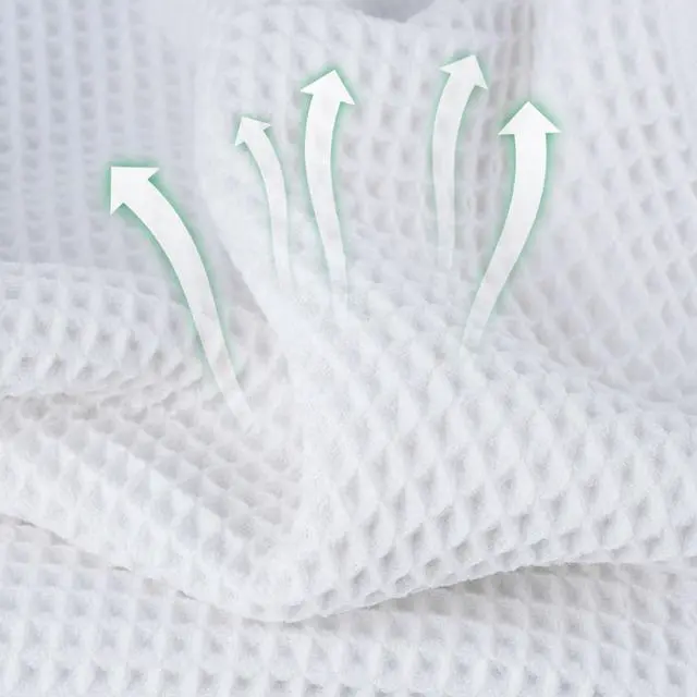Alt view image 2 of 7 - Waffle Face Towels, 2 Pieces, Soft, Absorbent, Fast Drying, Lint Free 430 GSM (White)