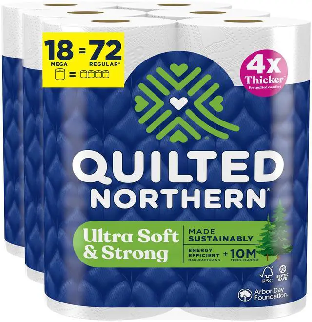 Main image of Ultra Soft & Strong Toilet Paper, 18 Mega Rolls = 72 Regular Rolls, 5X Stronger*, Premium Soft Toilet Tissue