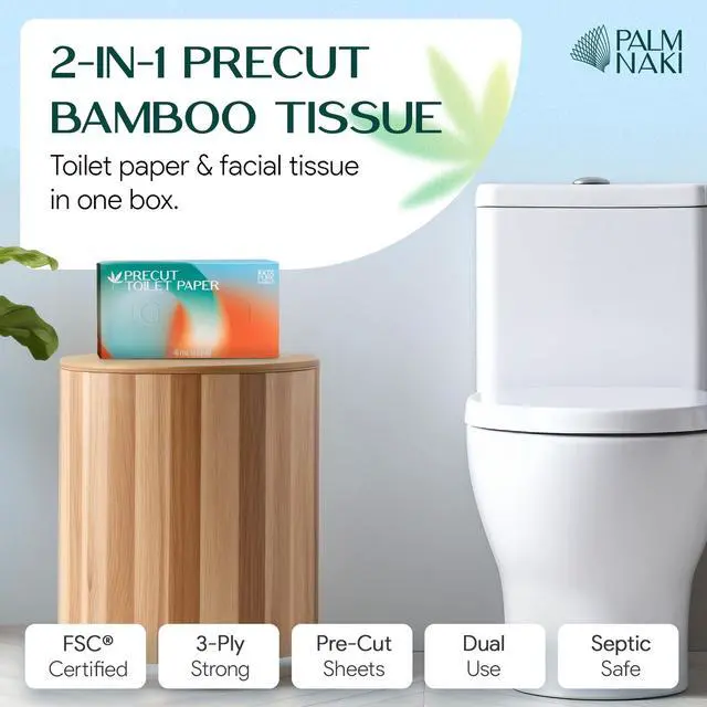 Alt view image 2 of 7 - Pre-Cut Bamboo Toilet Paper 3-Ply, Tissue Boxes Gentle & Sustainable | No Fragrance, No BPA, No PFAS Lint-Free | Septic Safe, Dissolves Fast | 3 Boxes (125 Sheets/Box)
