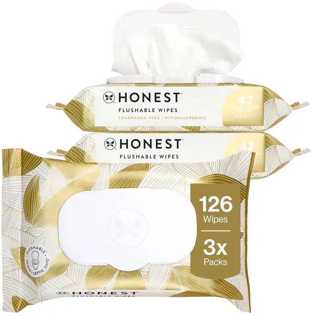 Main image of Flushable Wipes for Sensitive Skin, Hypoallergenic, Fragrance-Free, Gilded Wings Design, 126 Count