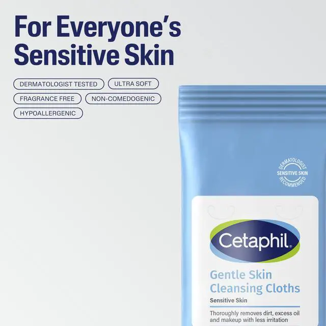 Alt view image 6 of 7 - Face and Body Wipes, Gentle Skin Cleansing Cloths, 50 Count, Twin Pack, for Dry, Sensitive Skin, Flip Top Closure, Great for the Gym, Travel, in the Car, Hypoallergenic, Fragrance Free