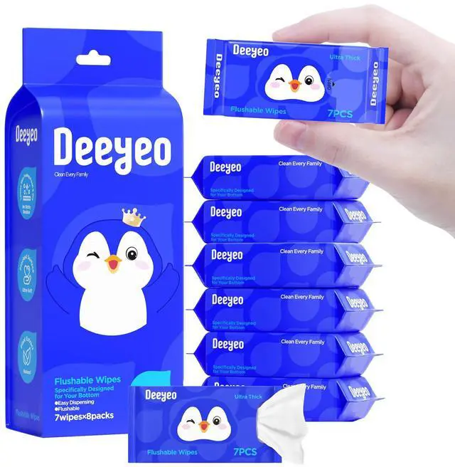 Main image of On-the-Go Flushable Butt Wipes, 56 Count (8 Packs of 7)