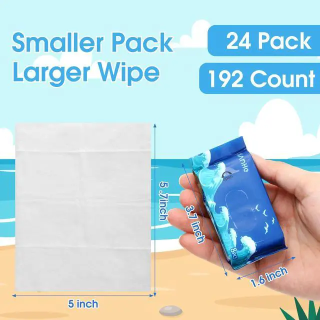 Alt view image 2 of 7 - 192 Pcs Travel Size Flushable Wipes Skin Friendly Hand Wet Wipes with Natural Extracts Unscented Alcohol Free for Travel Adults Baby Children (Waves)