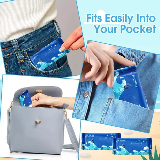 Alt view image 3 of 7 - 192 Pcs Travel Size Flushable Wipes Skin Friendly Hand Wet Wipes with Natural Extracts Unscented Alcohol Free for Travel Adults Baby Children (Waves)