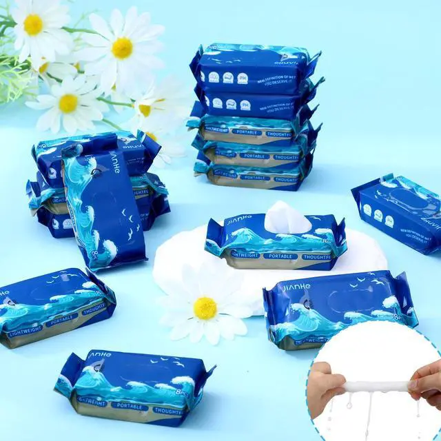 Alt view image 4 of 7 - 192 Pcs Travel Size Flushable Wipes Skin Friendly Hand Wet Wipes with Natural Extracts Unscented Alcohol Free for Travel Adults Baby Children (Waves)