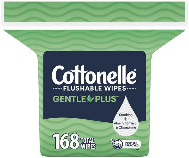 Main image of GentlePlus Flushable Wet Wipes with Aloe & Vitamin E, 1 Refill Pack, 168 Wipes Per Pack, Packaging May Vary