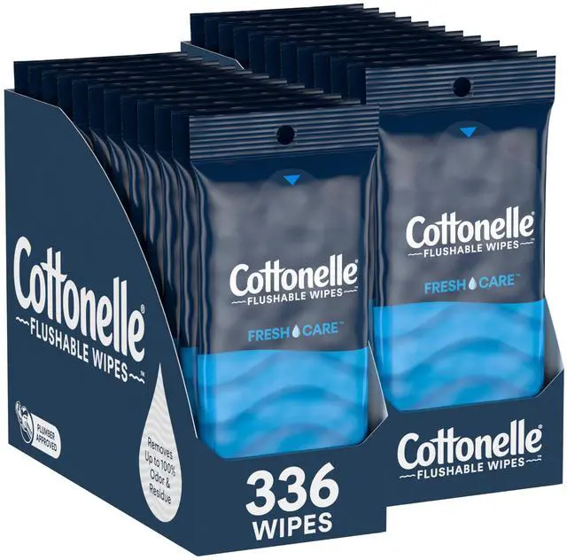 Main image of Fresh Care On-The-Go Flushable Wet Wipes, Adult Wet Wipes, 1 On-The-Go Pack, 14 Wipes Per Pack, Packaging May Vary