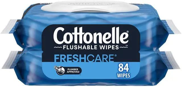 Main image of Flushable Wet Wipes for Adults, 2 Flip-Top Packs, 42 Wipes per Pack (84 Wipes Total)