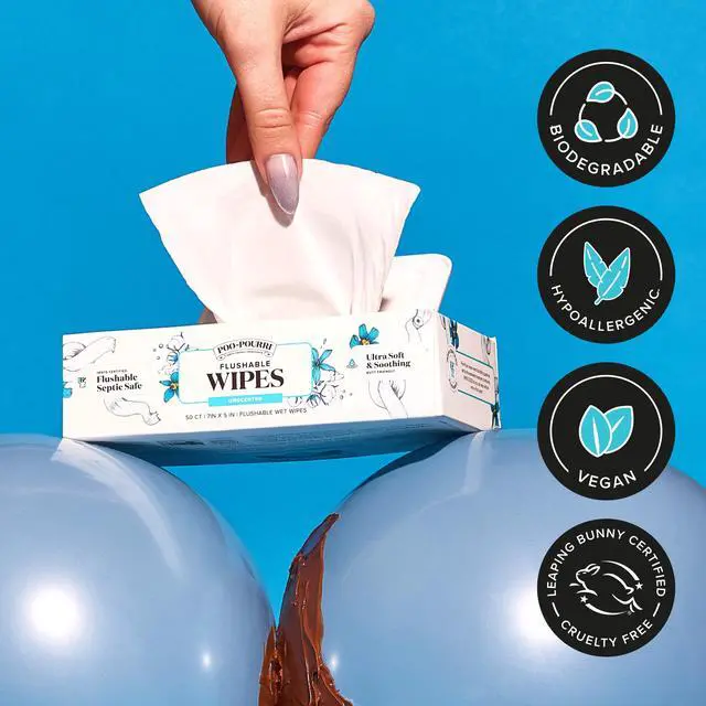 Alt view image 5 of 7 - Unscented Flushable Wipes - Made with Plant Based Fibers, Aloe, Vitamin E, Chamomile, and Oat Extract - Adult Wet Wipes - 150 count - Septic & Sewer Safe - Fragrance Free Packaging May Vary