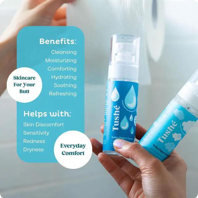 Alt view image 5 of 7 - Toilet Paper Foam (2-Pack) Flushable Wet Wipe Alternative for Sensitive Skin Unscented, Septic Safe Aloe Vera, Witch Hazel & Vitamin E 100ml (3.38 fl oz)