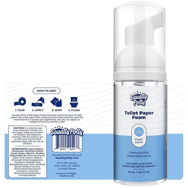 Alt view image 3 of 7 - Toilet Tissue Paper Foam Instant Wet Wipe Alternative - 2 Pack, 50 ml, 1.69 Fl Oz