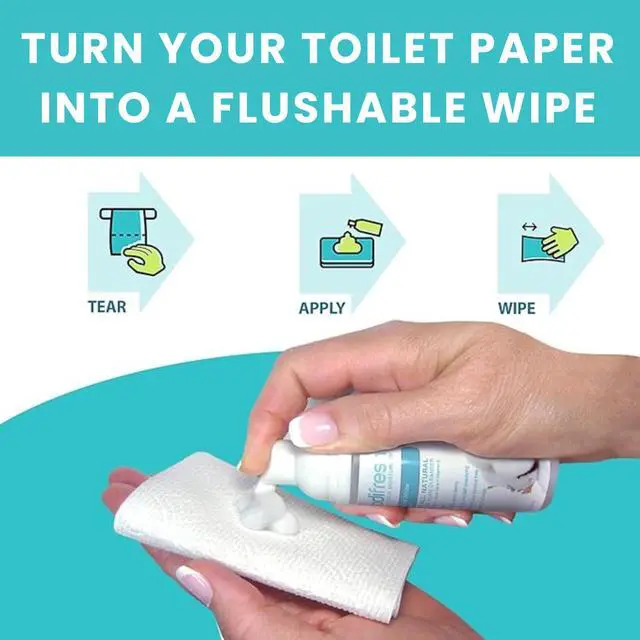 Alt view image 6 of 7 - Toilet Paper Foam, Liquid Wet Wipe | Plant-Based, Eco Friendly Flushable Wet Wipe Alternative with Aloe & Vitamin E (1.7 Fl Oz (Pack of 1), Baby Fresh)