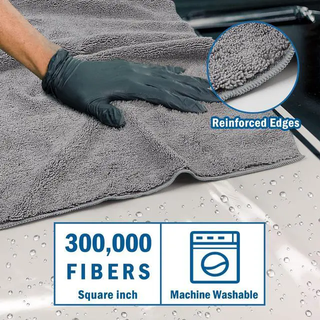 Alt view image 2 of 7 - Professional Large Microfiber Car Drying Towels 2 Pack, Lint Free, Scratch Free, Highly Absorbent Drying Towel for Cars, SUVs, RVs, Trucks, and Boats,31" x 24",Grey