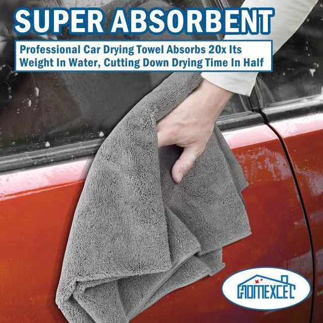 Alt view image 4 of 7 - Professional Large Microfiber Car Drying Towels 2 Pack, Lint Free, Scratch Free, Highly Absorbent Drying Towel for Cars, SUVs, RVs, Trucks, and Boats,31" x 24",Grey