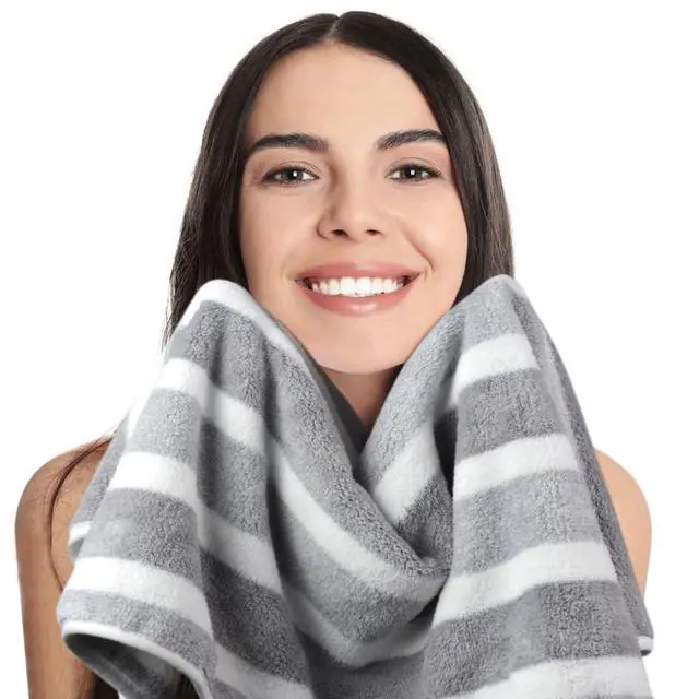 Alt view image 3 of 7 - Microfiber Hand Towels for Bathroom Soft and Absorbent Face Towels Grey Bathroom Hand Towels for SPA Hair Bath 16inchx30inch 2 Pack