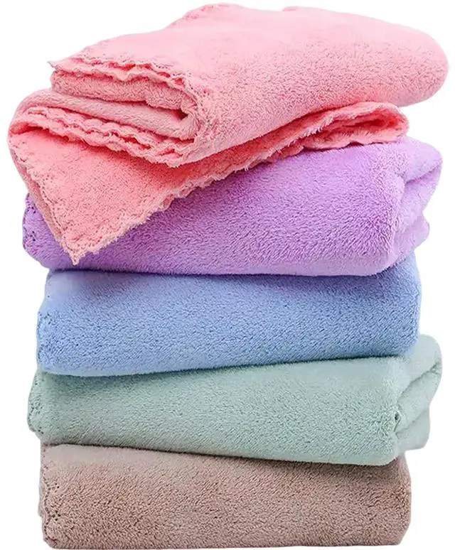 Main image of Premium Coral velvet Washcloths Set-5 Pack, Ultra Soft & Highly Absorbent Face Towels for Bath, Spa & Gym, Soft Feel Fingertip Towels Quick Drying Microfiber Hand Towel 29.5 x 13.8Large Wash Cloths.