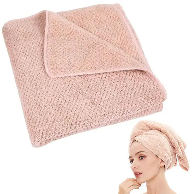 Main image of Microfiber Hair Towel Quick Dry Hair Towel Hair Drying Towels Suitable for All Kinds of Hair Ultra Absorbent Long and Thick Hair 20X40inch Lotus Root Pink (1pcs)