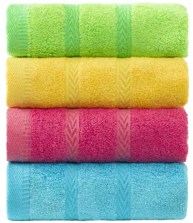 Main image of Multicolor Fingertip Towels for Bathroom - Kid's Face Towels, 10 x 18 Inches, 4 Pcs in 4 Colors