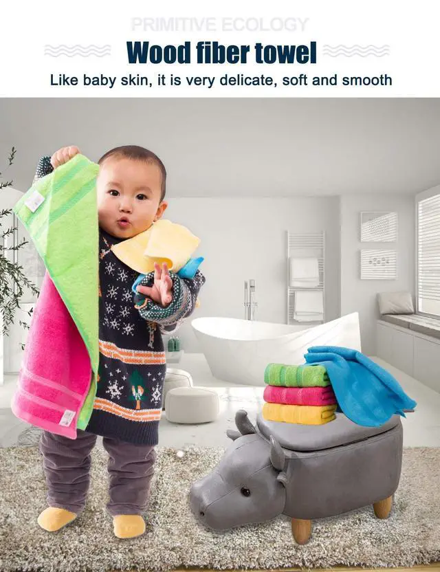 Alt view image 4 of 7 - Multicolor Fingertip Towels for Bathroom - Kid's Face Towels, 10 x 18 Inches, 4 Pcs in 4 Colors