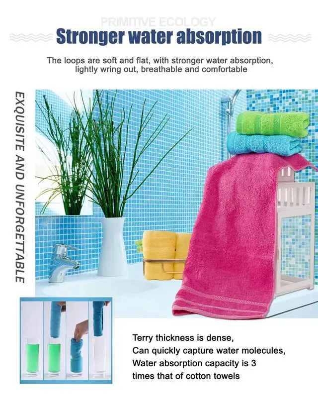 Alt view image 3 of 7 - Multicolor Fingertip Towels for Bathroom - Kid's Face Towels, 10 x 18 Inches, 4 Pcs in 4 Colors