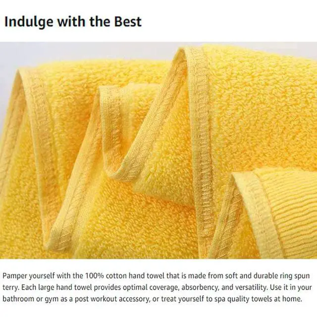 Alt view image 4 of 5 - Bathroom Hand Towels (14x30 inch), Home Soft Cotton Super Soft Highly Absorbent Hand Towel for Bath, Hand, Face, Gym and Spa,(Yellow 2 Pack)