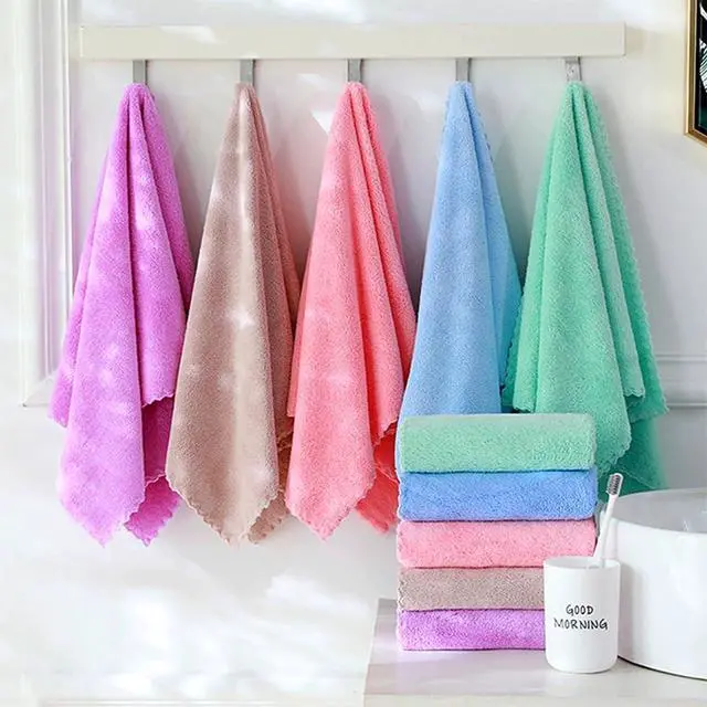 Alt view image 7 of 7 - Premium Coral velvet Washcloths Set-5 Pack, Ultra Soft & Highly Absorbent Face Towels for Bath, Spa & Gym, Soft Feel Fingertip Towels Quick Drying Microfiber Hand Towel 29.5 x 13.8Large Wash Cloths.