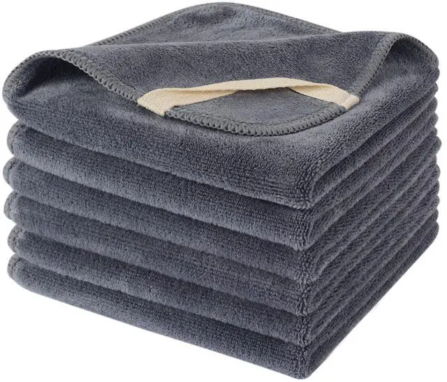 Main image of Microfiber Facial Cloths Fast Drying Washcloth 12inch x 12inch Grey 6 pack