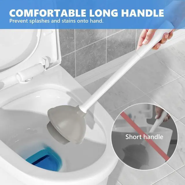 Alt view image 4 of 7 - Toilet Plunger with Holder, 2 Pack Plungers for Bathroom Heavy Duty for 5.7-inch Toilet Drain, Toilet Plunger and Holder Combo for Bathroom Cleaning(White)