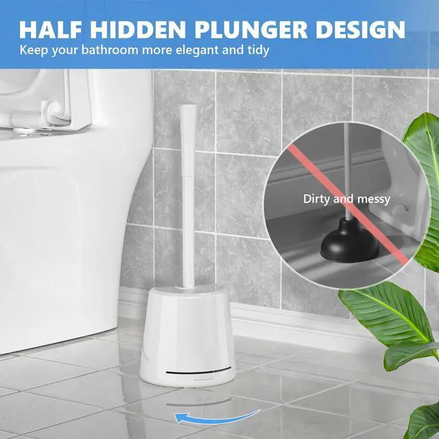 Alt view image 6 of 7 - Toilet Plunger with Holder, 2 Pack Plungers for Bathroom Heavy Duty for 5.7-inch Toilet Drain, Toilet Plunger and Holder Combo for Bathroom Cleaning(White)
