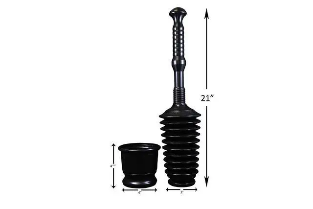 Alt view image 2 of 3 - MP500-B3 Heavy Duty Bathroom Toilet Plunger Kit with Short Bucket/Caddy. Equipped with Air Release Valve, Black
