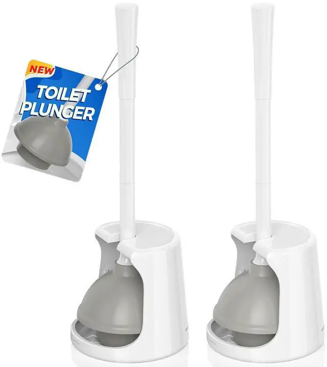Main image of Toilet Plunger with Holder, 2 Pack Plungers for Bathroom Heavy Duty for 5.7-inch Toilet Drain, Toilet Plunger and Holder Combo for Bathroom Cleaning(White)