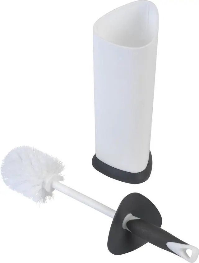 Alt view image 2 of 5 - Covered Toilet Brush and Caddy with Splash Guard & Non-Skid Base, 2-Piece, White