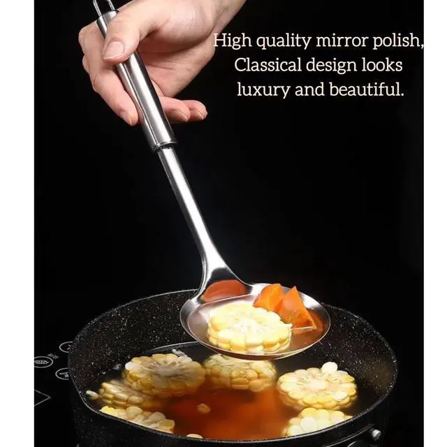 Alt view image 2 of 4 - 13.2" Stainless Steel Cooking Skimmer Spoon Metal Slotted Spoon for Straining, Ideal for Frying, Skimmer Ladle Sspoons Kitchen Utensils Fryer Scoop