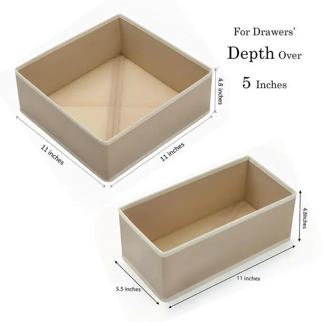 Alt view image 2 of 7 - Drawer Organizer for Clothes & Underwear - 4-Pack Fabric Storage Bins with Zipper Bottom | Bra Drawer Organizer & Sock Organizer for Dresser - Foldable Baby Clothes Organizer Set, Grey